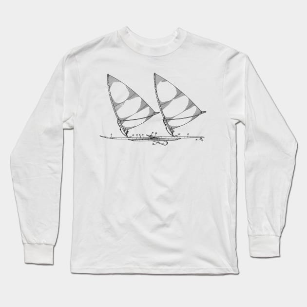 Composite Wind Surfboard Vintage Patent Hand Drawing Long Sleeve T-Shirt by TheYoungDesigns